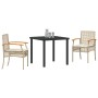 Conjunto de Comedor de Jardín 3 pcs Beige ratán sintético