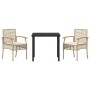 Conjunto de Comedor de Jardín 3 pcs Beige ratán sintético