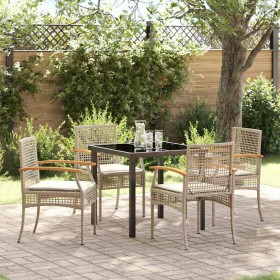 Conjunto de Comedor de Jardín 5 pcs Beige ratán sintético