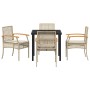 Conjunto de Comedor de Jardín 5 pcs Beige ratán sintético