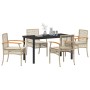 Conjunto de Comedor de Jardín 5 pcs Beige ratán sintético