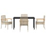 Conjunto de Comedor de Jardín 5 pcs Beige ratán sintético
