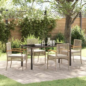 Conjunto de Comedor de Jardín 5 pcs Beige ratán sintético