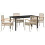 Conjunto de Comedor de Jardín 5 pcs Beige ratán sintético