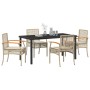 Conjunto de Comedor de Jardín 5 pcs Beige ratán sintético