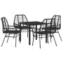 Conjunto de Comedor de Jardín 5 pcs Negro ratán sintético