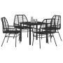 Conjunto de Comedor de Jardín 5 pcs Negro ratán sintético