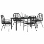Conjunto de Comedor de Jardín 5 pcs Negro ratán sintético