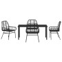 Conjunto de Comedor de Jardín 5 pcs Negro ratán sintético
