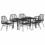 Conjunto de Comedor de Jardín 7 pcs Negro ratán sintético