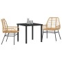 Conjunto de Comedor de Jardín 3 pcs Marrón ratán sintético