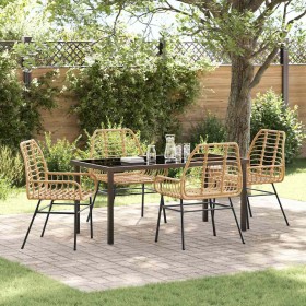 Conjunto de Comedor de Jardín 5 pcs Marrón ratán sintético