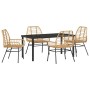Conjunto de Comedor de Jardín 5 pcs Marrón ratán sintético