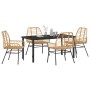 Conjunto de Comedor de Jardín 5 pcs Marrón ratán sintético