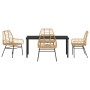 Conjunto de Comedor de Jardín 5 pcs Marrón ratán sintético