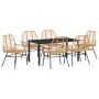 Conjunto de Comedor de Jardín 7 pcs Marrón ratán sintético