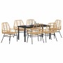 Conjunto de Comedor de Jardín 7 pcs Marrón ratán sintético