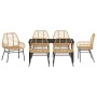 Conjunto de Comedor de Jardín 7 pcs Marrón ratán sintético