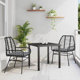 Conjunto de Comedor de Jardín 3 pcs Negro ratán sintético