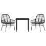 Conjunto de Comedor de Jardín 3 pcs Negro ratán sintético