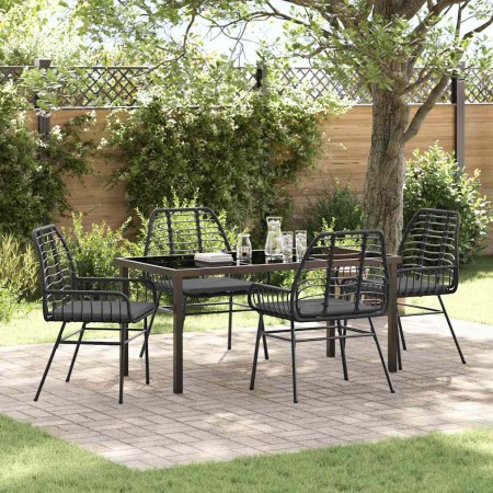 Conjunto de Comedor de Jardín 5 pcs Negro ratán sintético