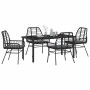 Conjunto de Comedor de Jardín 5 pcs Negro ratán sintético