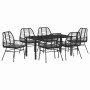 Conjunto de Comedor de Jardín 7 pcs Negro ratán sintético