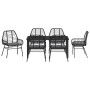 Conjunto de Comedor de Jardín 7 pcs Negro ratán sintético