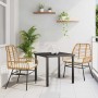 Conjunto de Comedor de Jardín 3 pcs Marrón ratán sintético