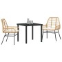 Conjunto de Comedor de Jardín 3 pcs Marrón ratán sintético