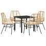 Conjunto de Comedor de Jardín 5 pcs Marrón ratán sintético