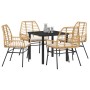 Conjunto de Comedor de Jardín 5 pcs Marrón ratán sintético