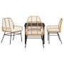 Conjunto de Comedor de Jardín 5 pcs Marrón ratán sintético