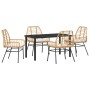 Conjunto de Comedor de Jardín 5 pcs Marrón ratán sintético