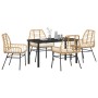 Conjunto de Comedor de Jardín 5 pcs Marrón ratán sintético