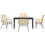 Conjunto de Comedor de Jardín 5 pcs Marrón ratán sintético