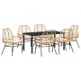 Conjunto de Comedor de Jardín 7 pcs Marrón ratán sintético