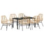 Conjunto de Comedor de Jardín 7 pcs Marrón ratán sintético