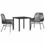 Conjunto de Comedor de Jardín 3 pcs Negro ratán sintético