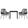 Conjunto de Comedor de Jardín 3 pcs Negro ratán sintético