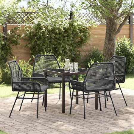Conjunto de Comedor de Jardín 5 pcs Negro ratán sintético