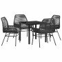 Conjunto de Comedor de Jardín 5 pcs Negro ratán sintético