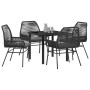 Conjunto de Comedor de Jardín 5 pcs Negro ratán sintético