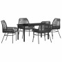 Conjunto de Comedor de Jardín 5 pcs Negro ratán sintético