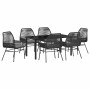Conjunto de Comedor de Jardín 7 pcs Negro ratán sintético