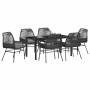 Conjunto de Comedor de Jardín 7 pcs Negro ratán sintético
