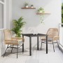 Conjunto de Comedor de Jardín 3 pcs Marrón ratán sintético