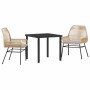 Conjunto de Comedor de Jardín 3 pcs Marrón ratán sintético