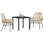 Conjunto de Comedor de Jardín 3 pcs Marrón ratán sintético