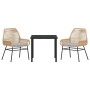 Conjunto de Comedor de Jardín 3 pcs Marrón ratán sintético